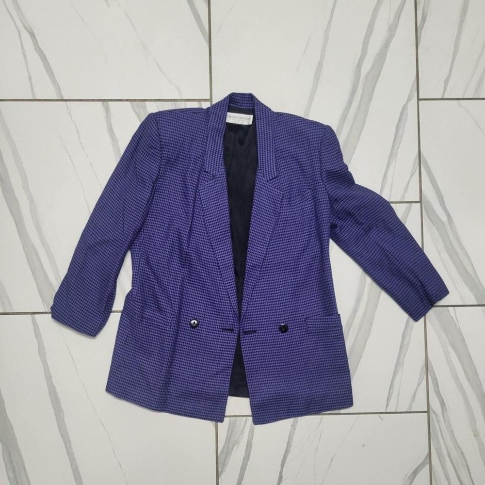 Vintage dark academia black purple  blazer with shoulder pads oversized